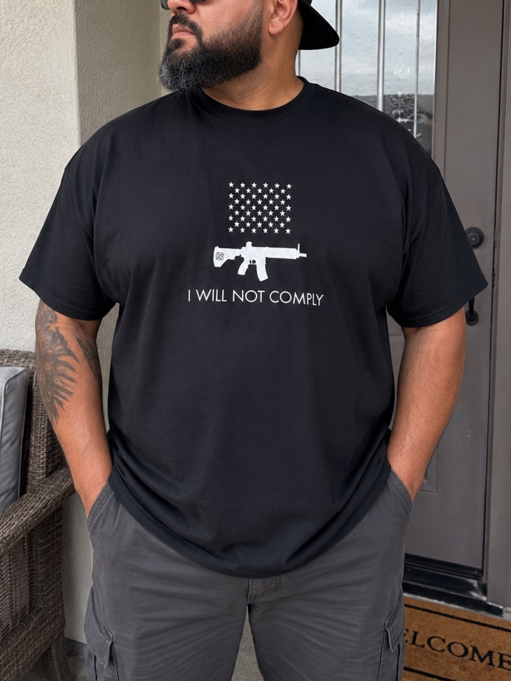 Colion Noir I Will Not Comply Shirt Men’s 3XL Black Graphic 2A Patriotic Tee
